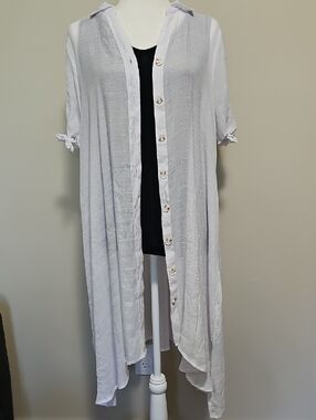 Mlle Gabrielle White Button-Front Swim Coverup
